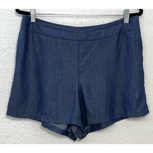 KAARI BLUE Womens LARGE Blue Lyocell Shimmer Chambray 3.5" Pull-On SHORTS EUC